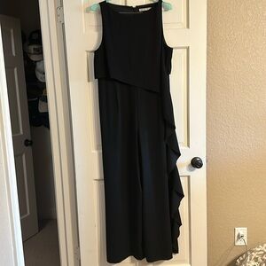Trina Turk ruffled wide leg black jumpsuit, size 16